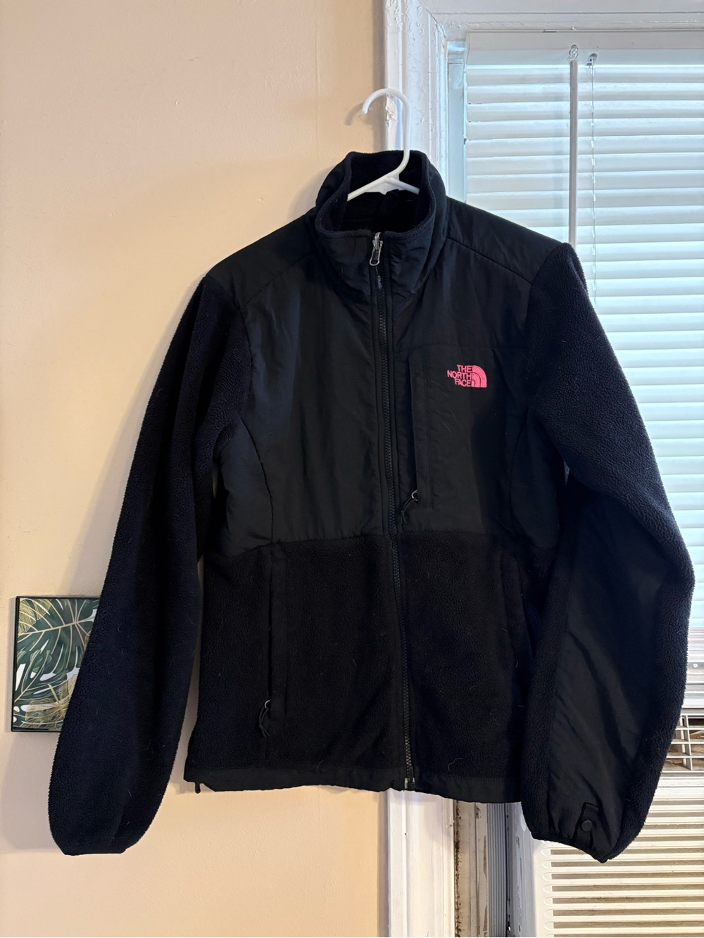 The North Face Black Fleece Jacket with Pink Ribbon Logo
